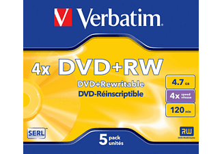 Verbatim 43229 DVD+RW disc 4.7 GB 5 stuk(s) Jewelcase Herschrijfbaar, Mat zilver oppervlak Verbatim 43229 DVD+RW disc 4.7 GB 5 stuk(s) Jewelcase Herschrijfbaar, Mat zilver oppervlak