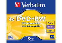 Verbatim 43229 DVD+RW disc 4.7 GB 5 stuk(s) Jewelcase Herschrijfbaar, Mat zilver oppervlak - thumbnail
