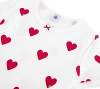 Pyjacourt voor meisjes met hartje en korte mouwen PETIT BATEAU in biokatoen hartjesmotief - thumbnail