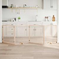 Hondenhek inklapbaar met deur 4 panelen 320 cm populierenhout - thumbnail