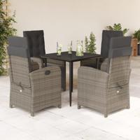 5-delige Tuinset met kussens poly rattan grijs - thumbnail