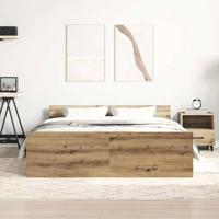 Bedframe zonder matras spaanplaat artisanaal eikenkleurig - thumbnail