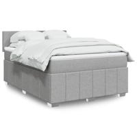 Boxspring met matras stof lichtgrijs 160x200 cm - thumbnail
