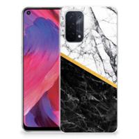 OPPO A74 5G | A54 5G | TPU | Siliconen hoesje | Marmer Wit Zwart - Origineel Cadeau Man - thumbnail