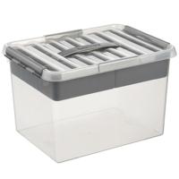 Sunware Q-line opbergbox met inzet 22L transp./metaal - thumbnail