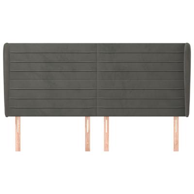 Hoofdbord met randen 183x23x118/128 cm fluweel donkergrijs