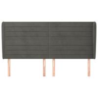 Hoofdbord met randen 183x23x118/128 cm fluweel donkergrijs - thumbnail