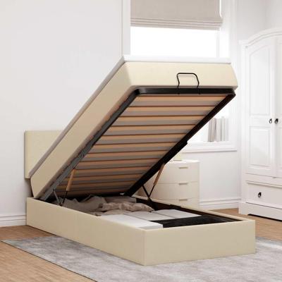 Ottoman bed met matras en LED's 80x200cm stof crèmekleurig