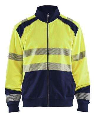 Blåkläder Sweatshirt hele rits High-Vis 35582528 | High-Vis Geel/Marineblauw | Maat L - 7330509610268