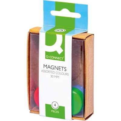 Q-CONNECT magneten, 25 mm, geassorteerde kleuren, doos van 4 stuks Q-CONNECT magneten, 25 mm, geassorteerde kleuren, doos van 4 stuks