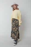 Colourful Rebel midi rok Rive met paisleyprint en volant zwart/ geel - thumbnail