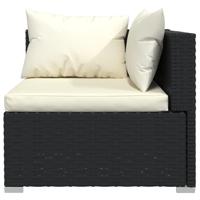 6-delige Loungeset met kussens poly rattan zwart - thumbnail