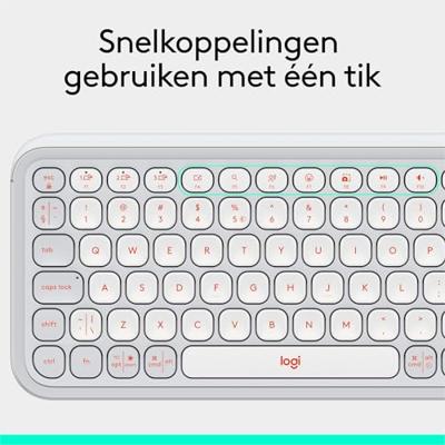 Logitech POP ICON KEYS draadloos Bluetooth-toetsenbord, comfortabel typen, programmeerbare toetsen, eenvoudig schakelen tussen maximaal 3 apparaten, voor laptop, tablet, pc, US INT'L QWERTY - Wit