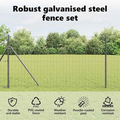 VidaXL Hek met paal grijs 1 x 10 m staal en pvc