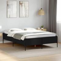 Bedframe bewerkt hout metaal zwart 150x200 cm - thumbnail