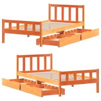 Bedframe zonder matras massief grenenhout wasbruin 150x200 cm - thumbnail