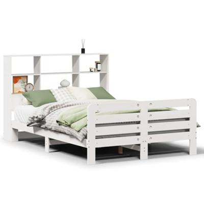 Bedframe zonder matras massief grenenhout wit 120x190 cm
