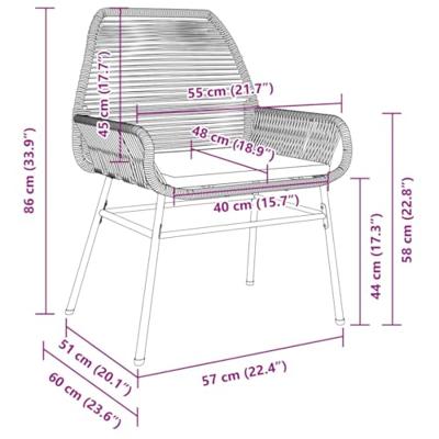 Tuinstoelen 2 st met kussens poly rattan zwart - thumbnail
