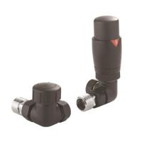 Crosswater Thermostatische radiatorkraan verkeerd Haaks Mat zwart RADVTRVC1B - thumbnail