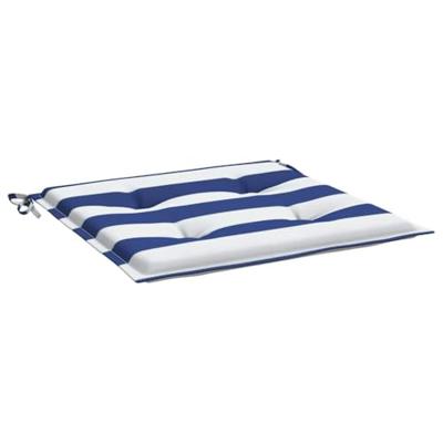 Tuinstoelkussens 2 st gestreept 50x50x3 cm stof wit en blauw