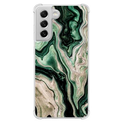Samsung Galaxy S21 FE shockproof hoesje - Green waves Samsung Galaxy S21 FE shockproof hoesje - Green waves
