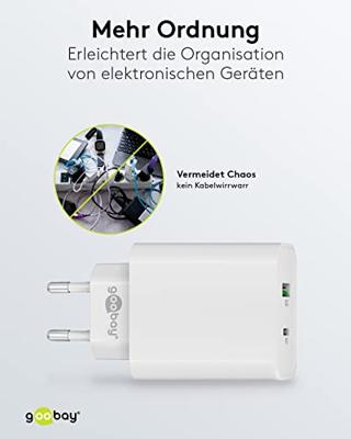 Goobay USB + USB-C snellader 45W wit - 9550194 Goobay USB + USB-C snellader 45W wit - 9550194