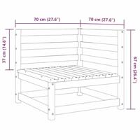 Tuinhoekbank 70x70x67 cm massief grenenhout - thumbnail
