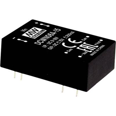 MEAN WELL DCWN06B-15 DC/DC-convertermodule 200 mA 6 W Aantal uitgangen: 2 x Inhoud 1 stuk(s)