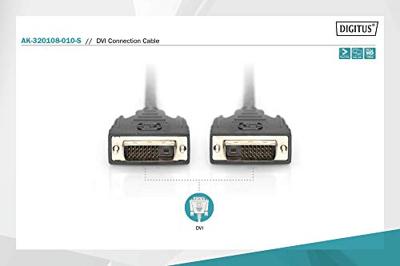 Digitus AK-320108-010-S DVI-kabel DVI Aansluitkabel DVI-D 24+1-polige stekker, DVI-D 24+1-polige stekker 1.00 m Zwart Schroefbaar