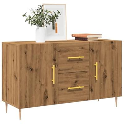 Dressoir 100x36x60 cm bewerkt hout artisanaal eikenkleurig