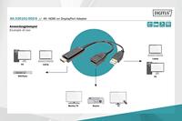 Digitus AK-330101-002-S HDMI-kabel DisplayPort / HDMI / USB Aansluitkabel DisplayPort-bus, HDMI-A-stekker, USB-A stekker 0.2 m Zwart 4K UHD, Afgeschermd - thumbnail