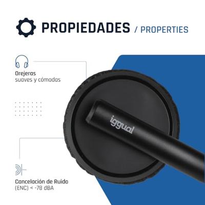 iggual Auriculares USB cancelación ruido ENC 3030