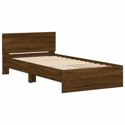 Bedframe met hoofdeinde en LED bruin eikenkleur 140x190 cm