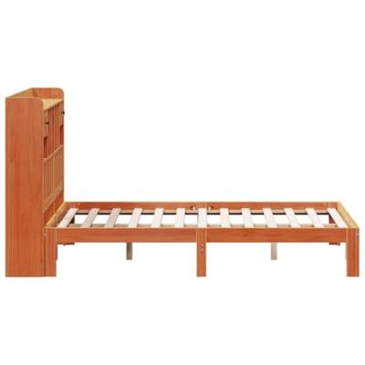 Bed met boekenkast zonder matras grenenhout wasbruin 140x190 cm