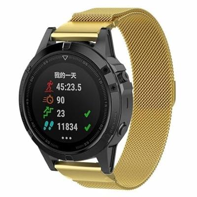 By Qubix - Milanese bandje - Goud - Compatible met Garmin Quatix 8-51mm - Compatible Garmin bandje