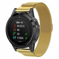 By Qubix - Milanese bandje - Goud - Compatible met Garmin Fenix 8-47mm - Compatible Garmin bandje - Bandbreedte: 22mm - thumbnail