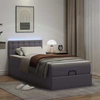 Ottoman bed met matrassen en LED's 90x200cm kunstleer grijs - thumbnail