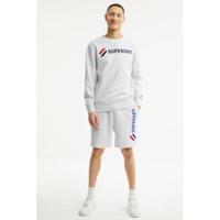 Superdry regular fit sweatshort met logo lichtgrijs melange - thumbnail