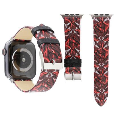 Thorns afdrukken echte lederen horloge band voor Apple horloge serie 4 44mm (rood)