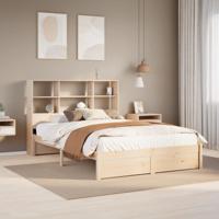 Bed met boekenkast zonder matras massief grenenhout 150x200 cm - thumbnail