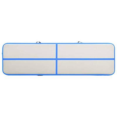 VidaXL Gymnastiekmat met pomp opblaasbaar 800x100x15 cm pvc blauw - thumbnail
