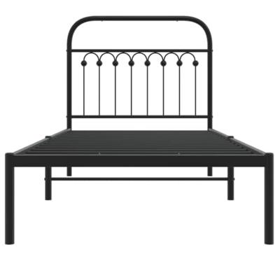 Bedframe met hoofdbord metaal zwart 90x200 cm Bedframe met hoofdbord metaal zwart 90x200 cm