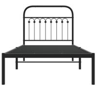 Bedframe met hoofdbord metaal zwart 90x200 cm - thumbnail