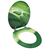 VidaXL Toiletbril met deksel waterdruppel mdf groen - thumbnail