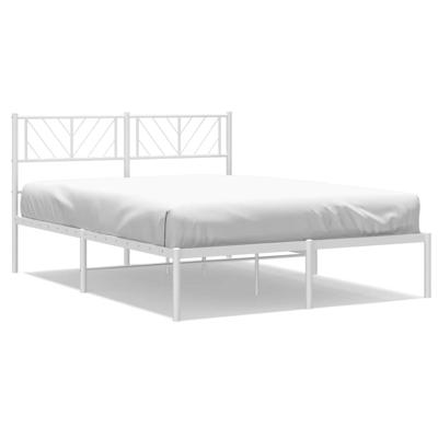 Bedframe met hoofdbord metaal wit 120x200 cm