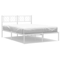 Bedframe met hoofdbord metaal wit 120x200 cm - thumbnail