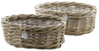 Van der Leeden Mandwerk BV bloemenmand rotan 32x44x15cm grijs - thumbnail
