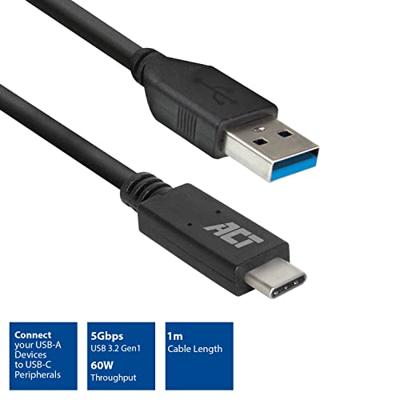 ACT AC7416 USB-A/USB-C Aansluitkabel | USB 3.2 Gen1 | USB-A male - USB-C male | 5Gbps | 1 meter