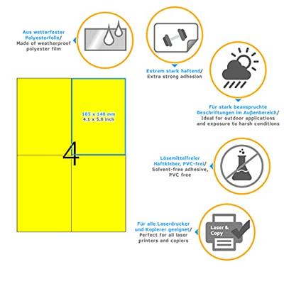 Etiket HERMA 8032 105x148mm weerbestendig geel 100stuks Etiket HERMA 8032 105x148mm weerbestendig geel 100stuks