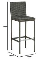 Tuinbarkrukken met kussens 4 st poly rattan grijs - thumbnail